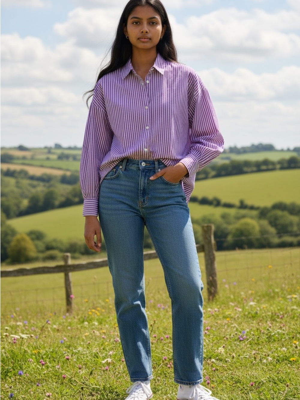 Ralph Lauren black label lilac striped blouse size large
Sheer sleeves
